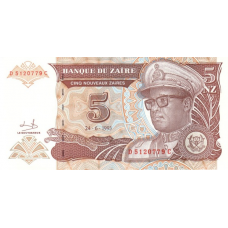 P53 Zaire - 5 N. Zaires Year 1993